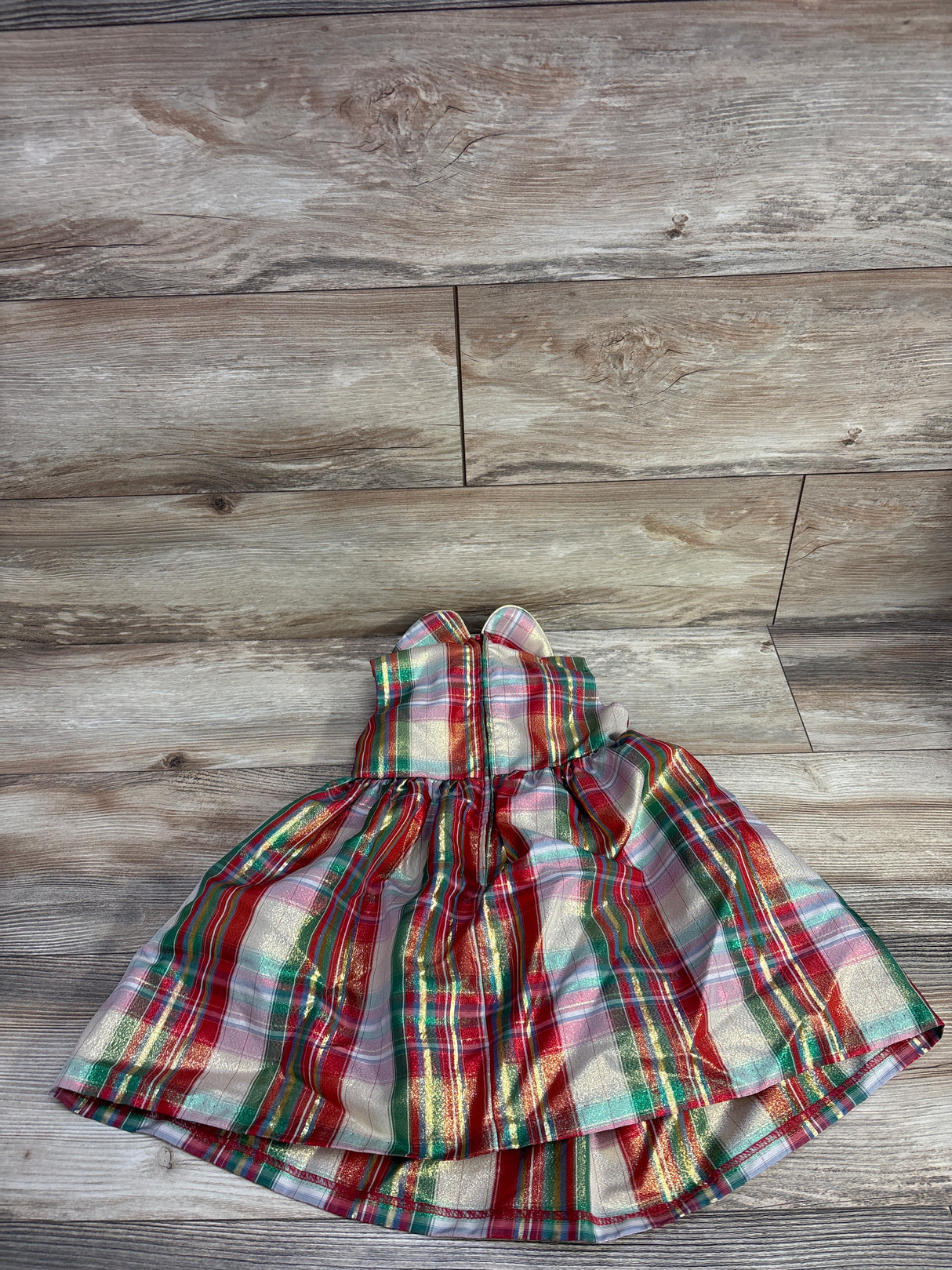 Bonnie Jean Metallic Plaid Dress Red sz 3T