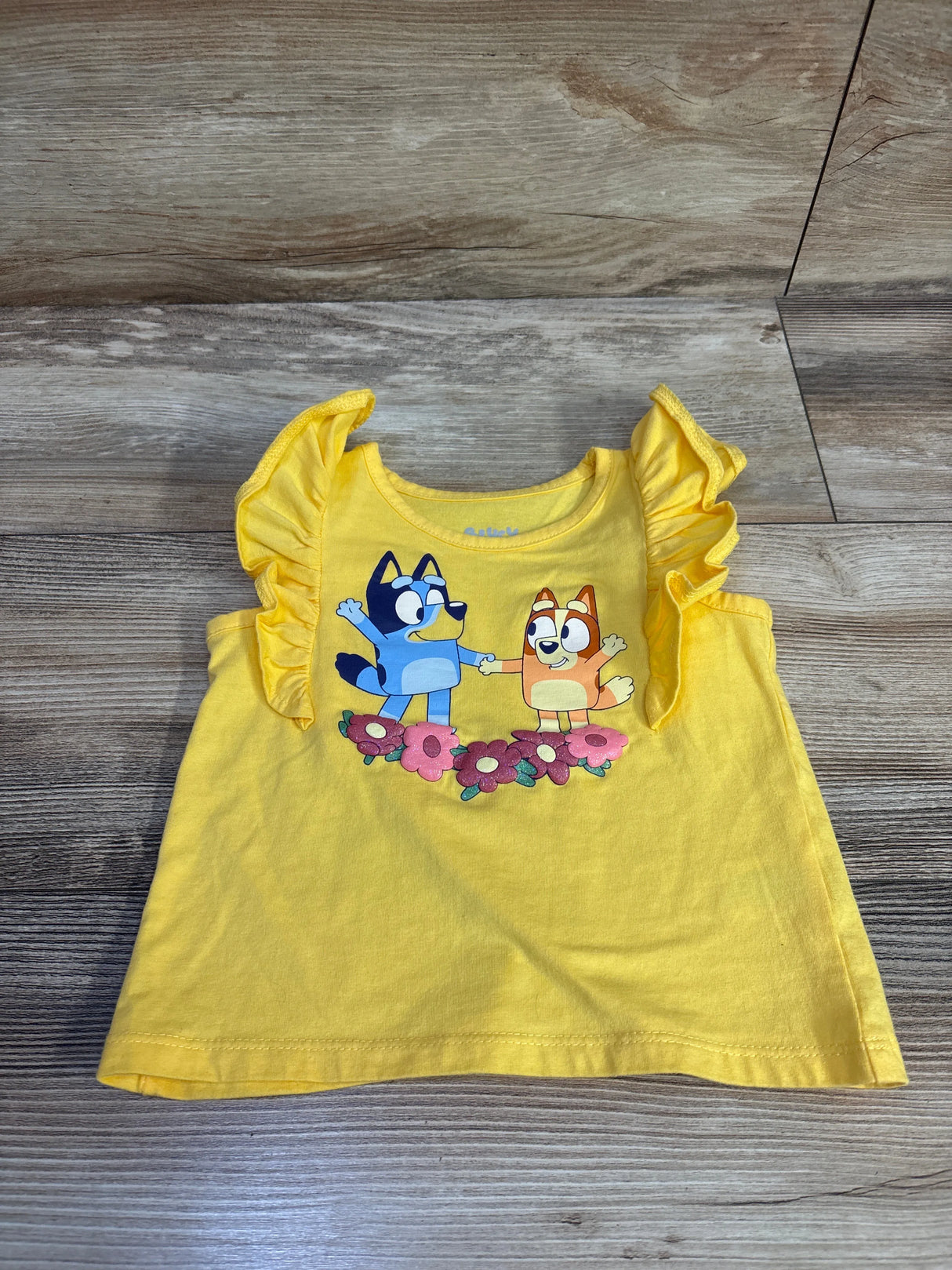 Bluey Flutter Sleeve Shirt Yellow sz 2T