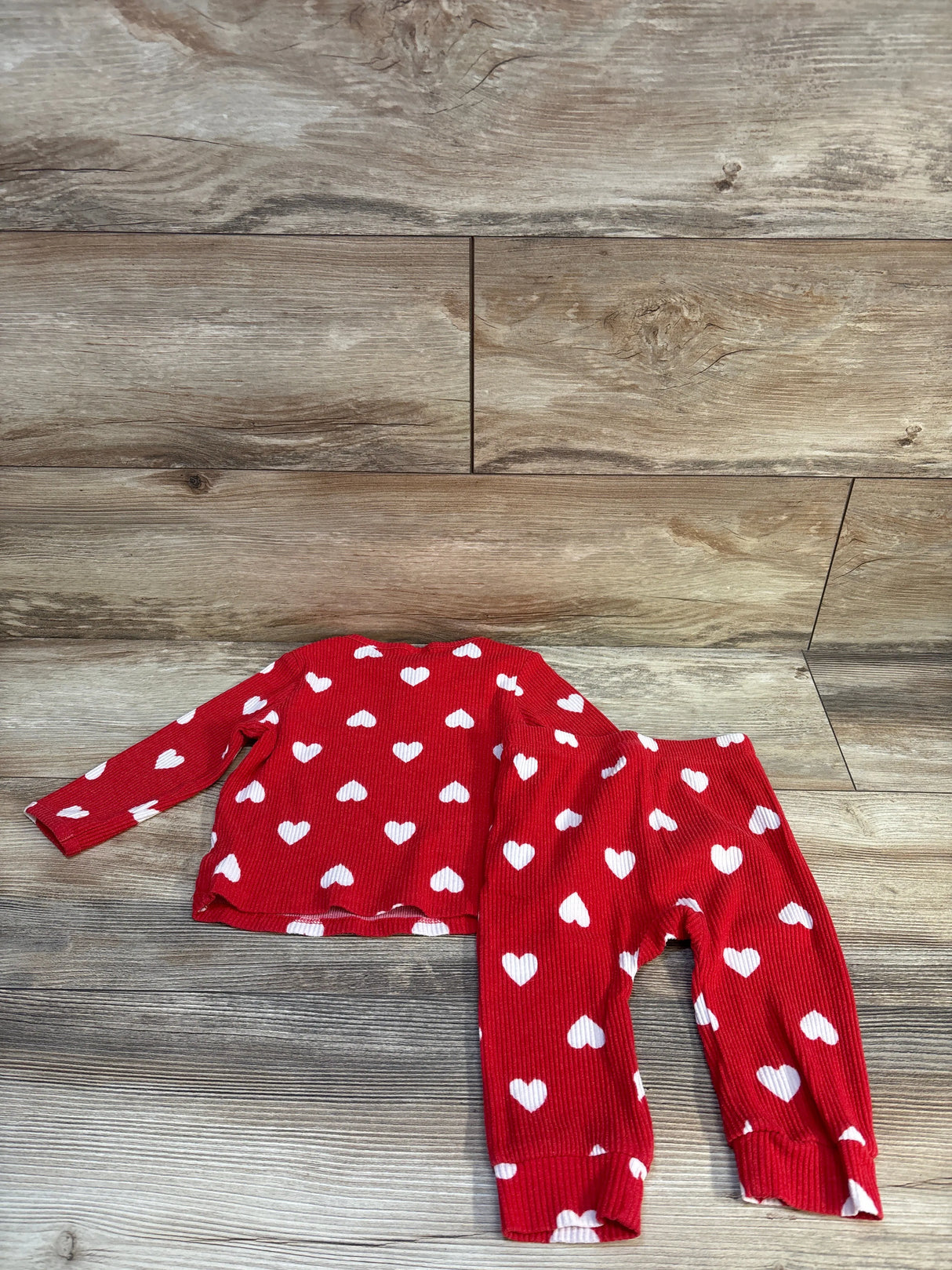 Cat & Jack 2pc Ribbed Heart Print Pajama Set Red sz 12m