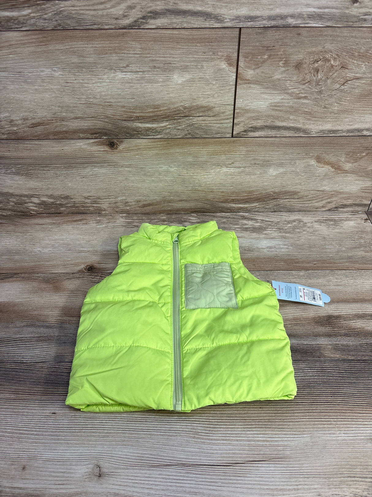 NEW Cat & Jack Puffer Vest Neon Yellow sz 2T