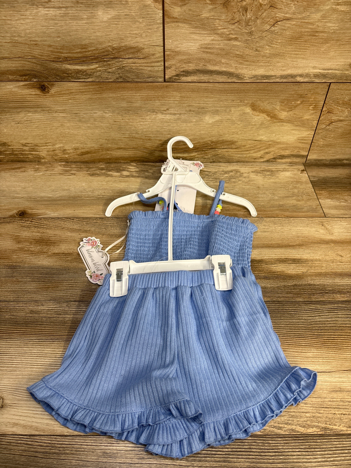 NEW Blossom Blvd 3pc Ribbed Tank Top, Shorts, & Sunglasses Set Blue sz 2T