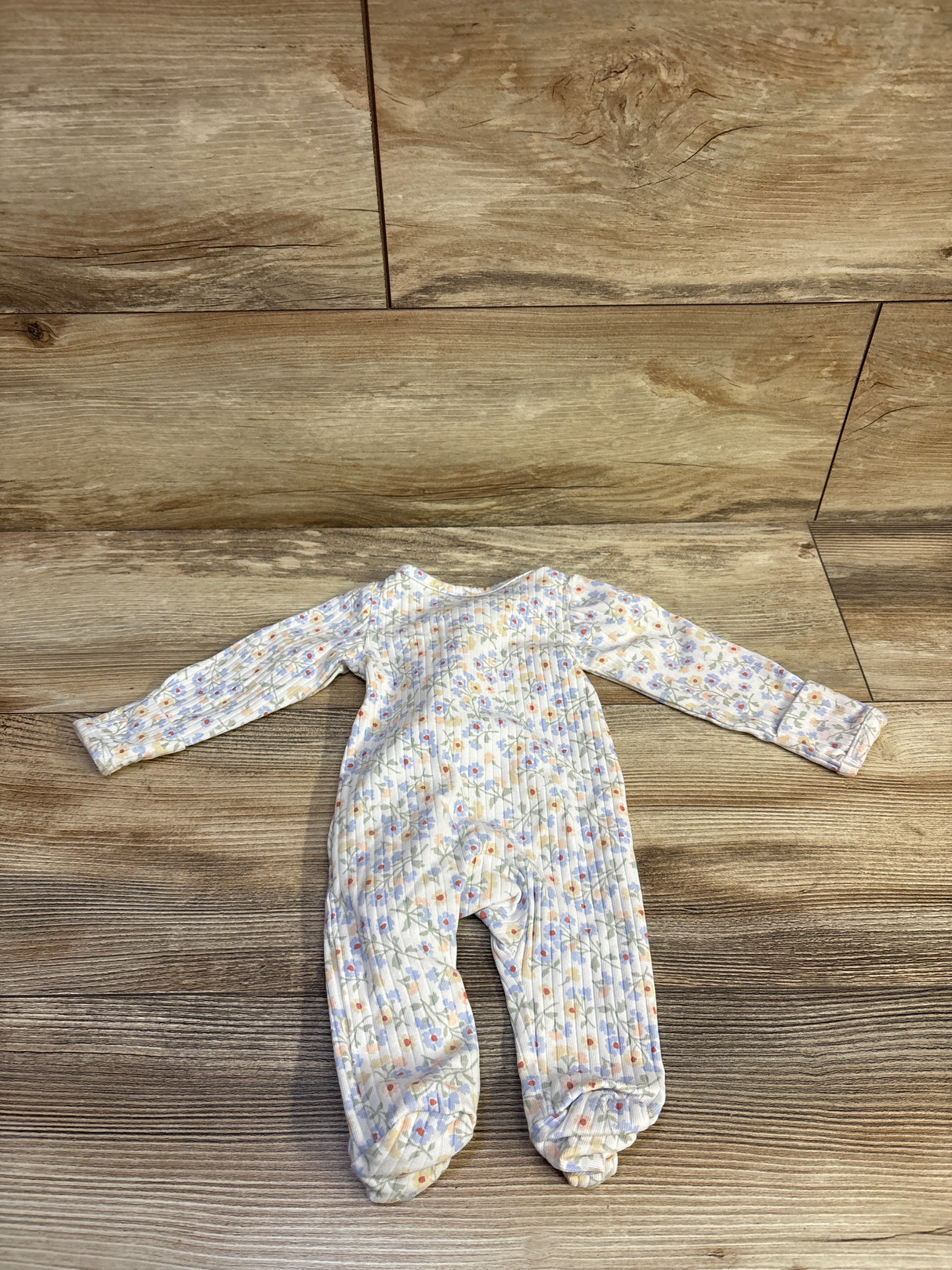 Child Of Mine Floral Ribbed Sleeper White sz Newborn