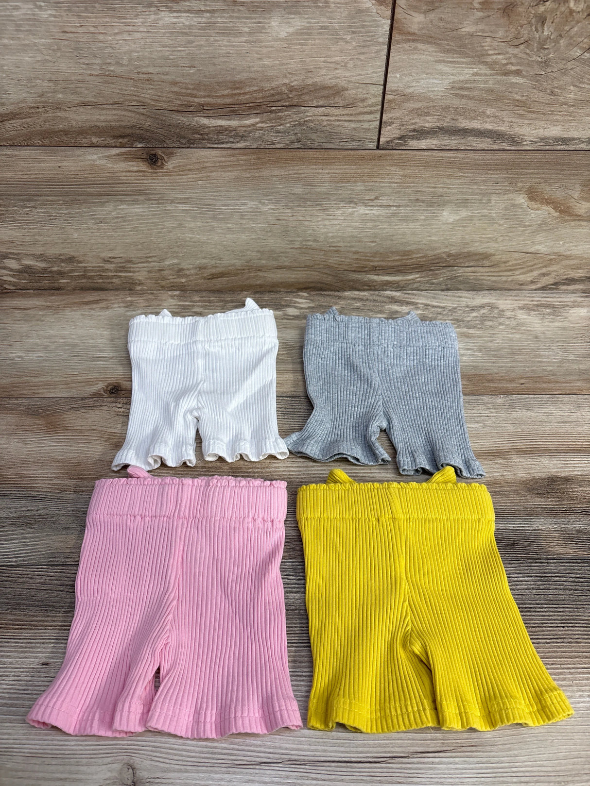 4pk Ribbed Bow Shorts Set Grey sz 3-6m