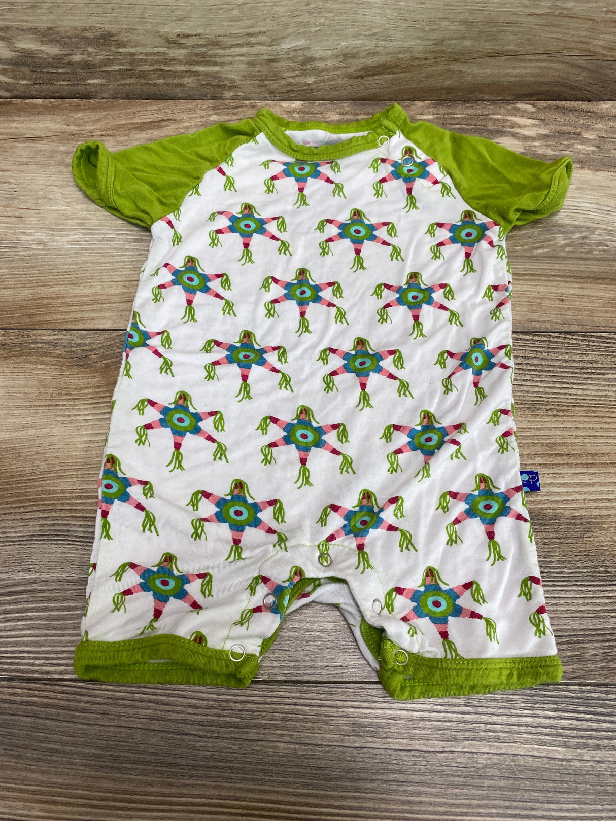 KicKee Pants Short Sleeve Raglan Romper in Natural Pinata sz 0-3m - Me n Mommy To Be