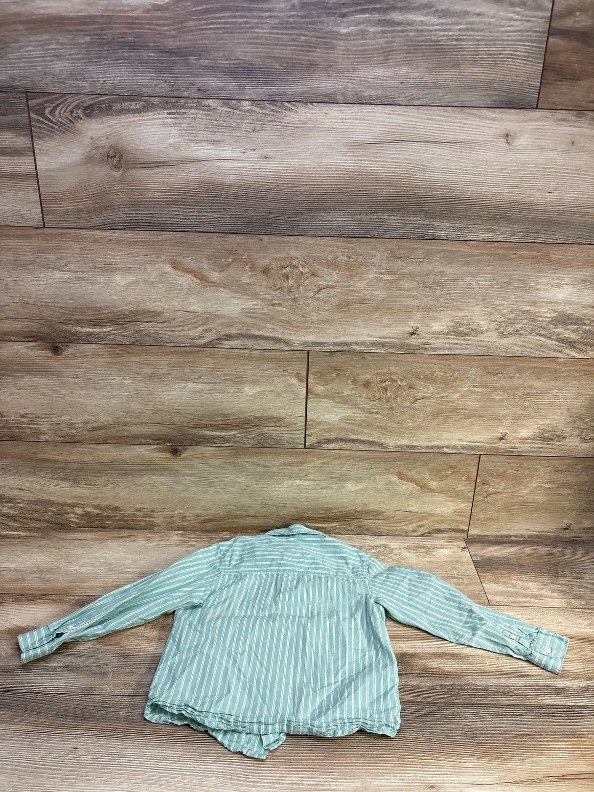 H&M Striped Long Sleeve Button Up Shirt Mint Green sz 5T