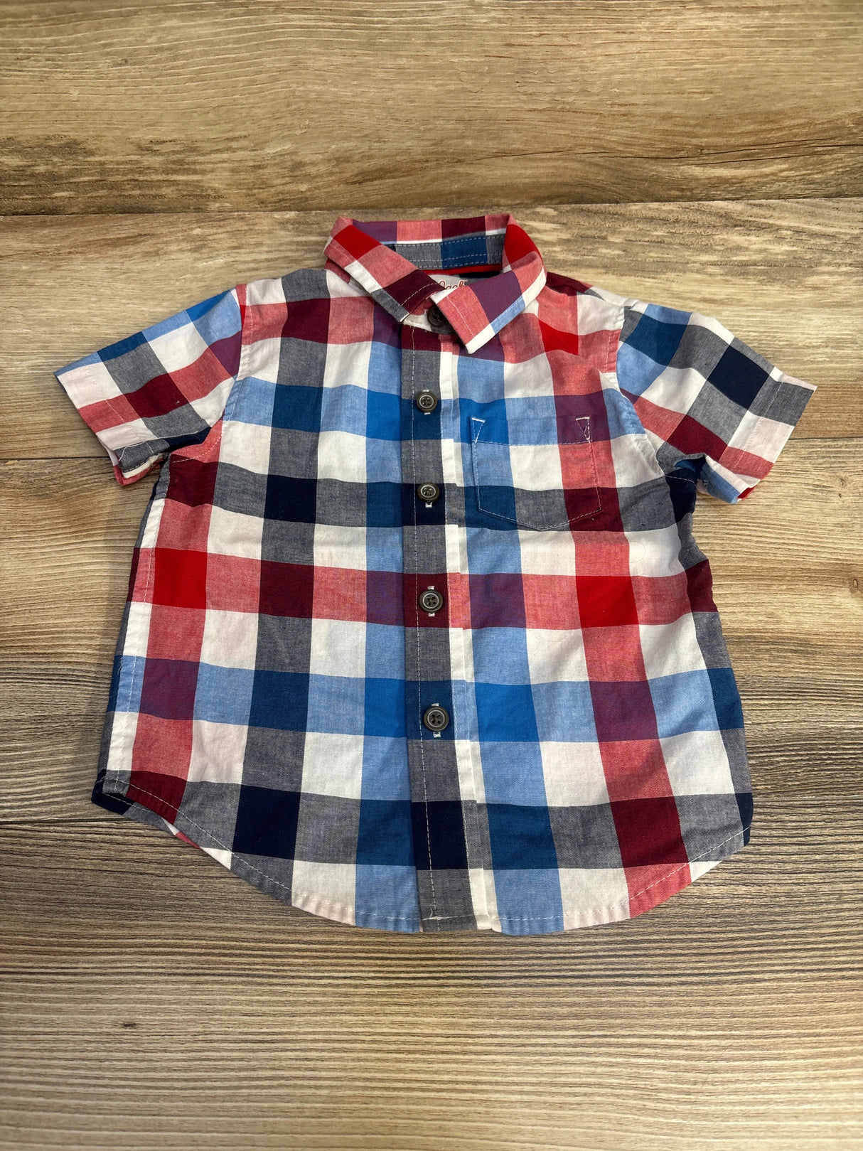 Cat & Jack Plaid Button Up Shirt Red/Blue sz 12m - Me n Mommy To Be