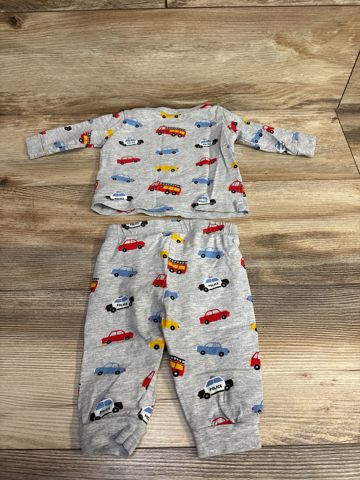 H&M 2pc Cars & Trucks Pajama Set Grey sz 1-2m