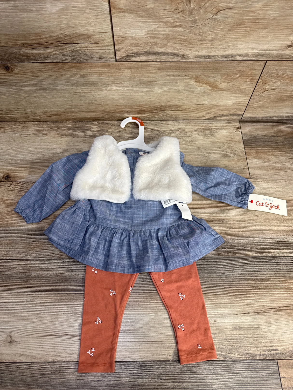 NEW Cat & Jack 3pc Plush Vest Set Blue sz 6-9m