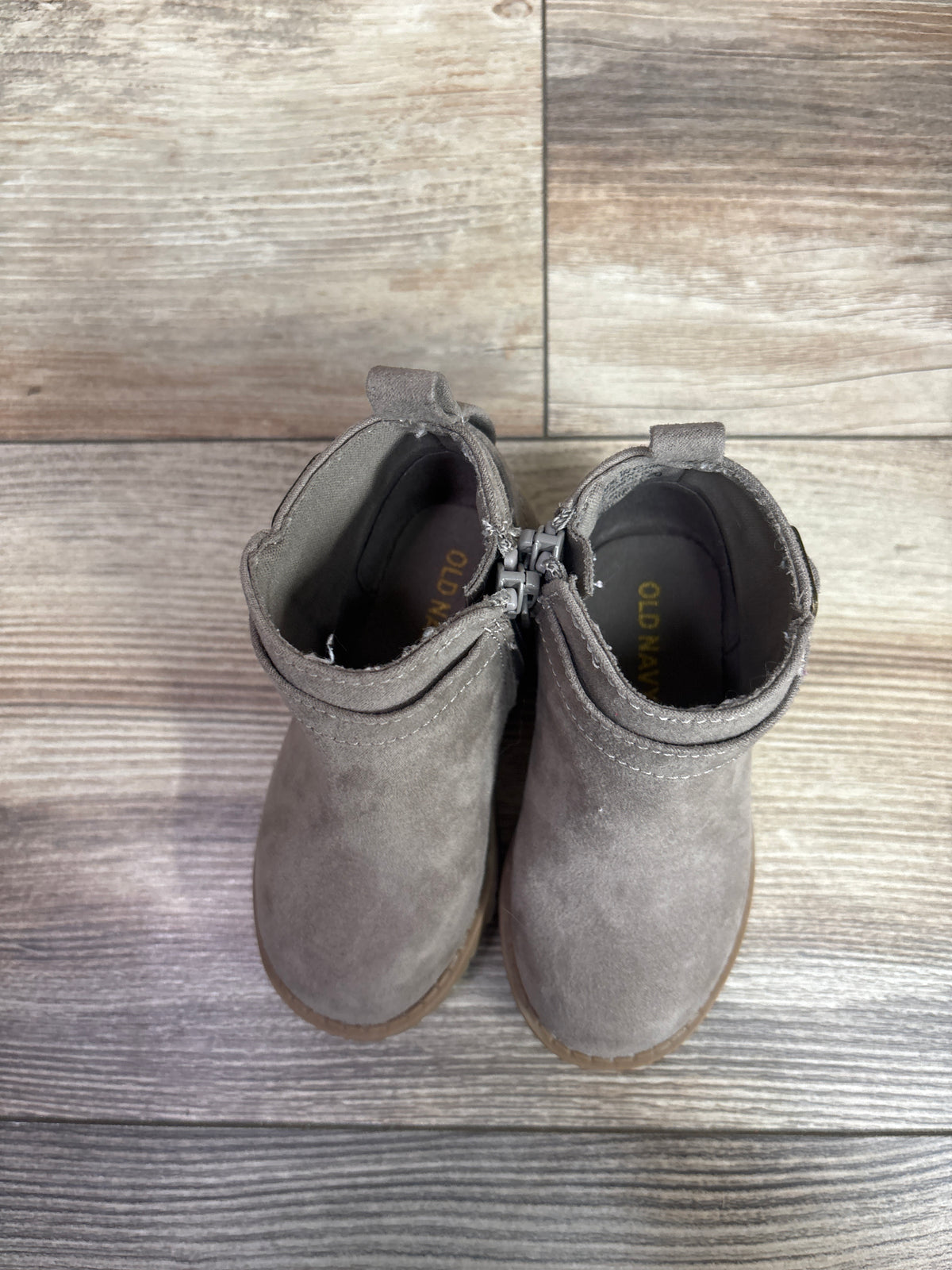 Old Navy Faux-Suede Buckle Side Zip Bootie Tan sz 5c
