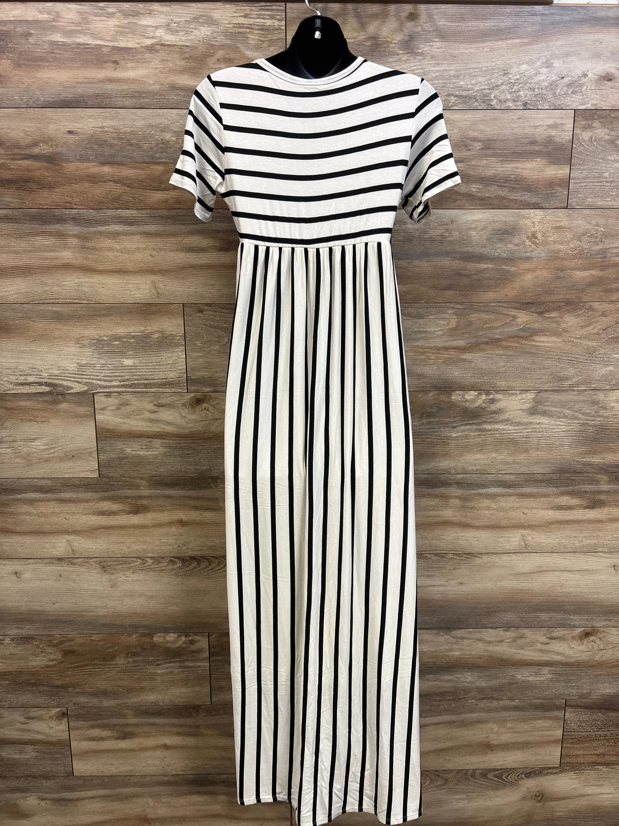 NEW Pinkblush Maternity Short Sleeve Striped Maxi Dress White sz Medium