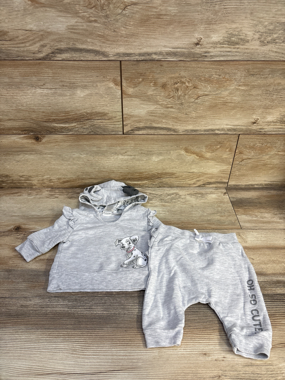 Disney Baby 2pc 101 Dalmatian Pullover Hoodie & Pants Set Grey sz 0/3m
