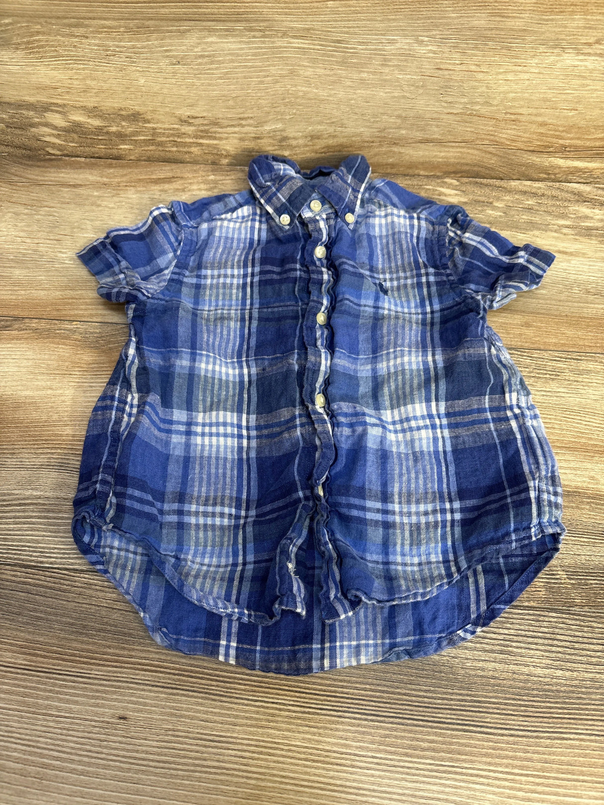 Ralph Lauren Plaid Button Down Shirt Blue sz 2T - Me n Mommy To Be