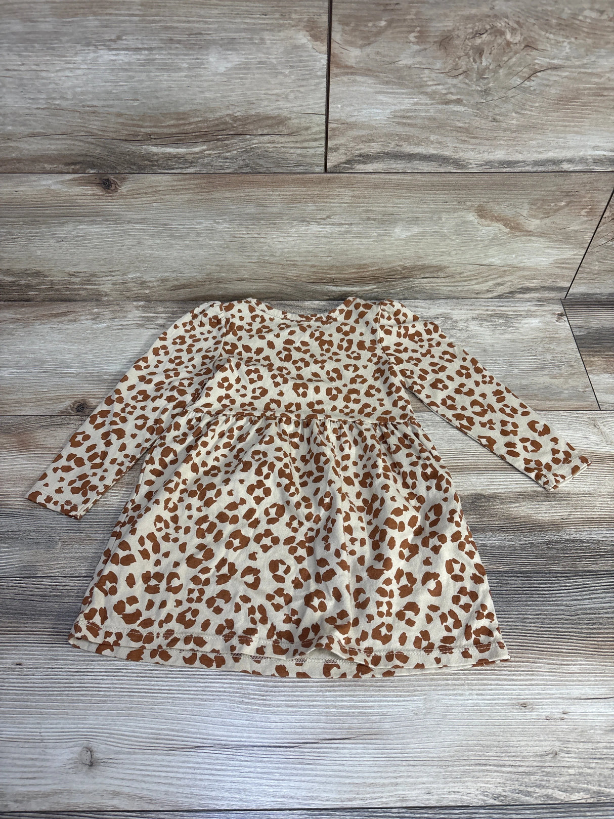 Okie Dokie Leopard Print Long Sleeve Shirt Tan sz 2T