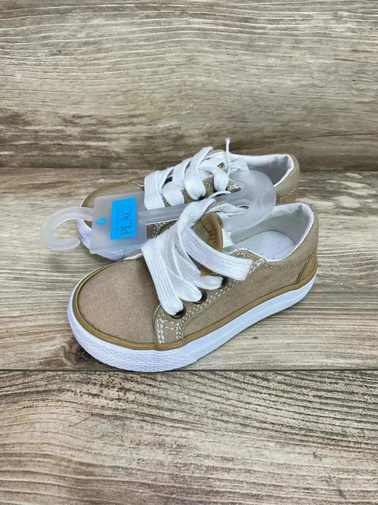 NEW The Children's Place Boys Canvas Low Top Sneakers Tan Sz 6c - Me n Mommy To Be