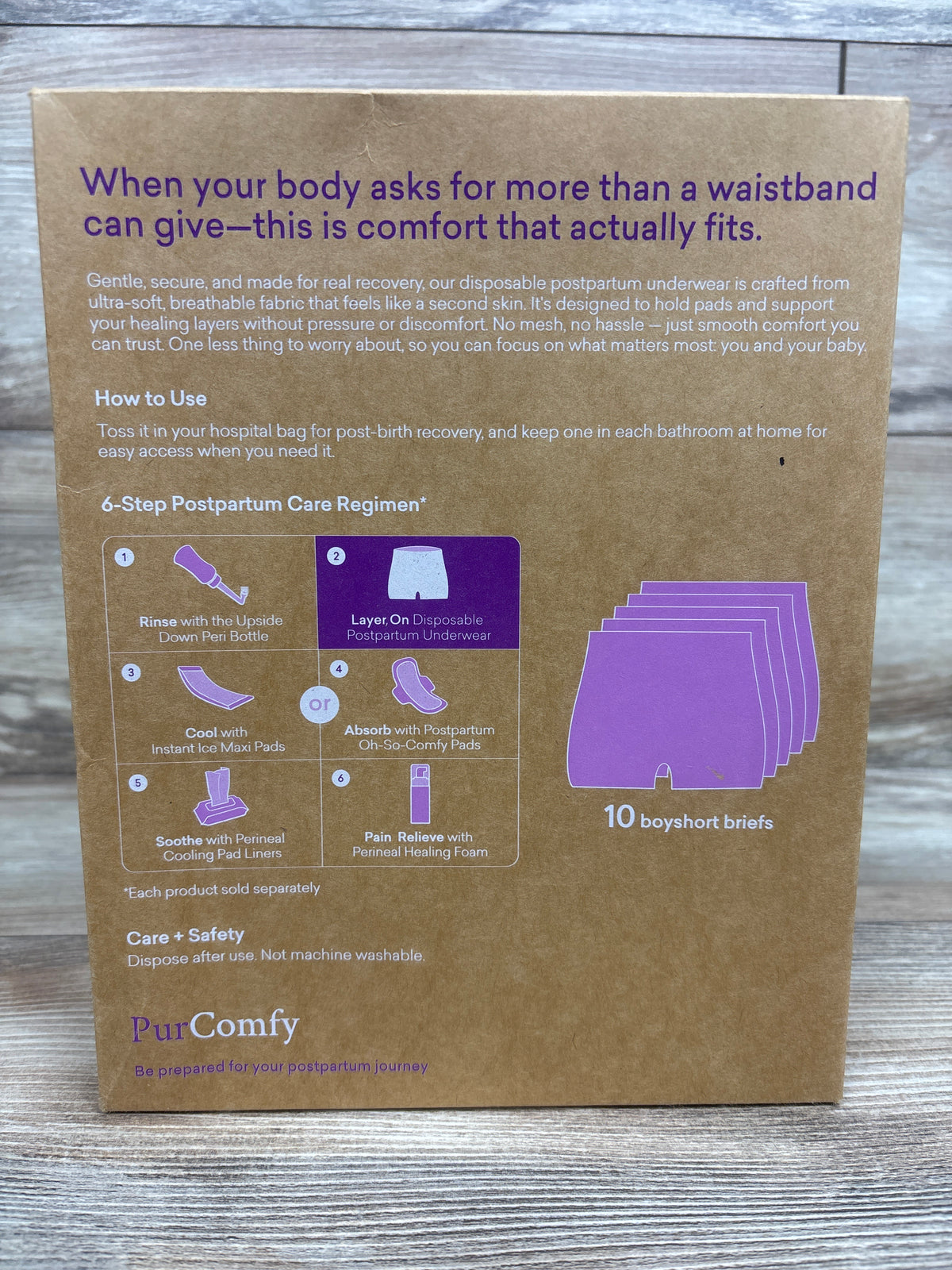 NEW PurComfy Disposable Postpartum Underwear, High Waist, Grey, 10pk One Size