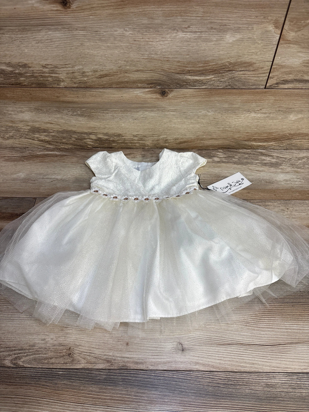 NEW Pippa & Julie Floral Tulle Overlay Dress White sz 24m - Me n Mommy To Be