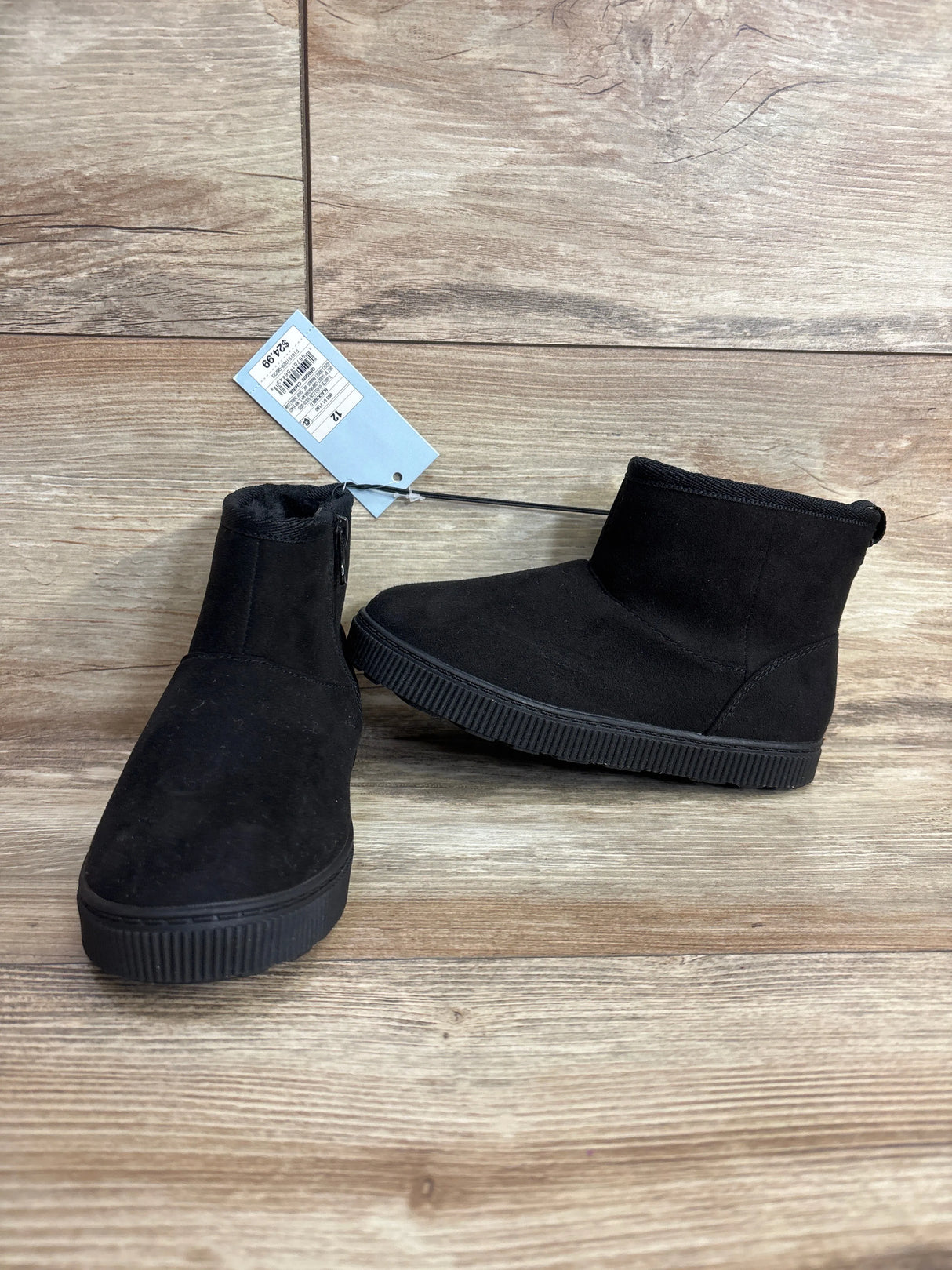 NEW Cat & Jack Arlo Faux Fur Lined Booties Black sz 12c