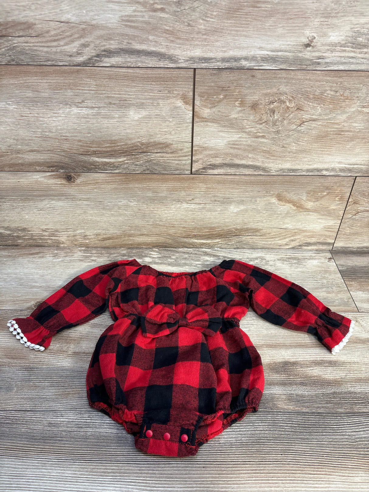 Shein Buffalo Print Shortie Romper Red sz 12-18m