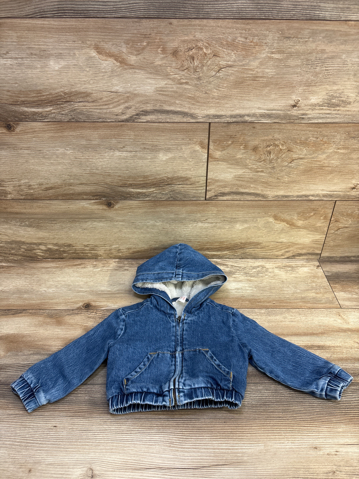 Cat & Jack Faux Fur Lined Denim Jacket Blue sz 12m