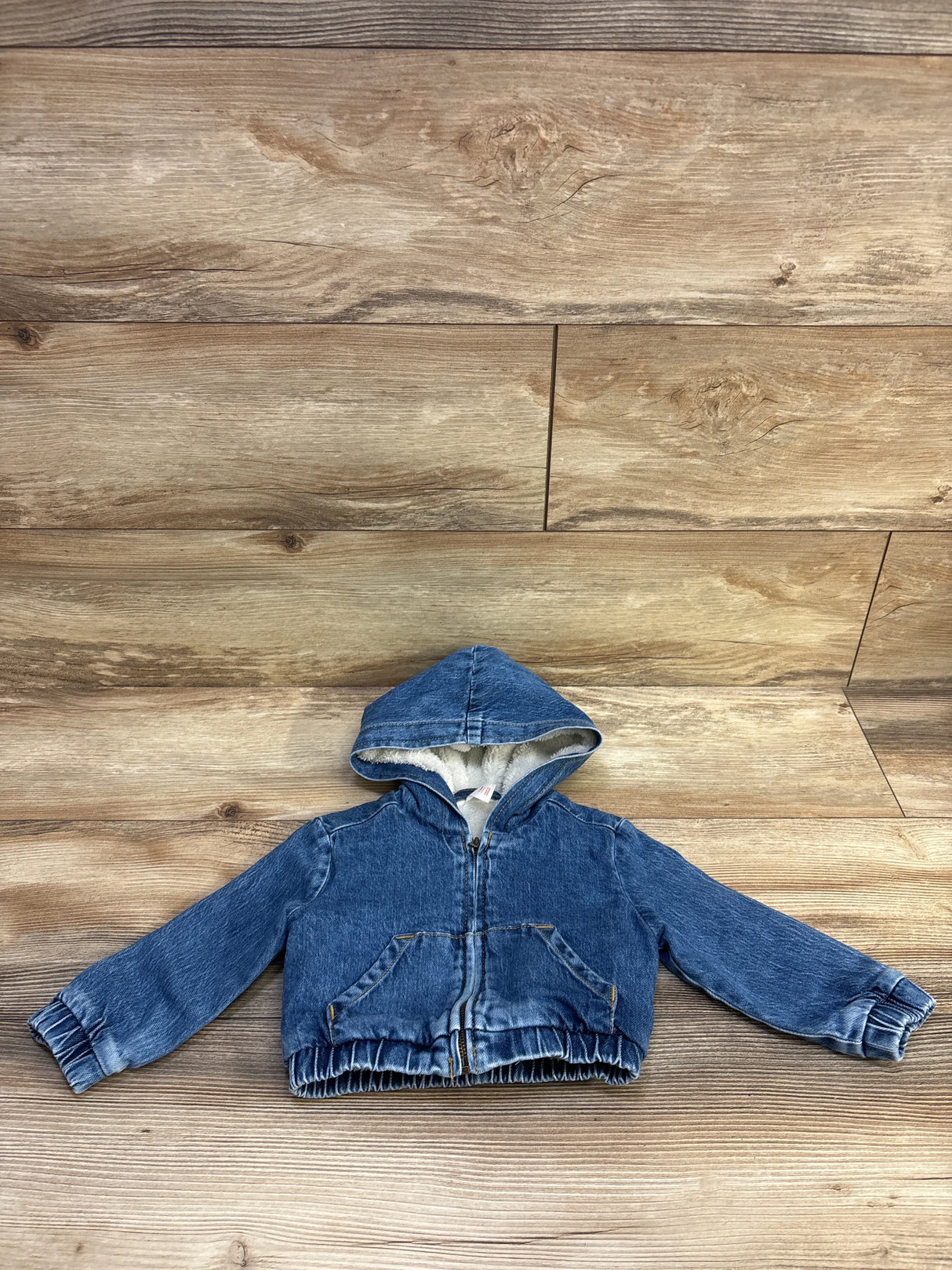 Cat & Jack Faux Fur Lined Denim Jacket Blue sz 12m