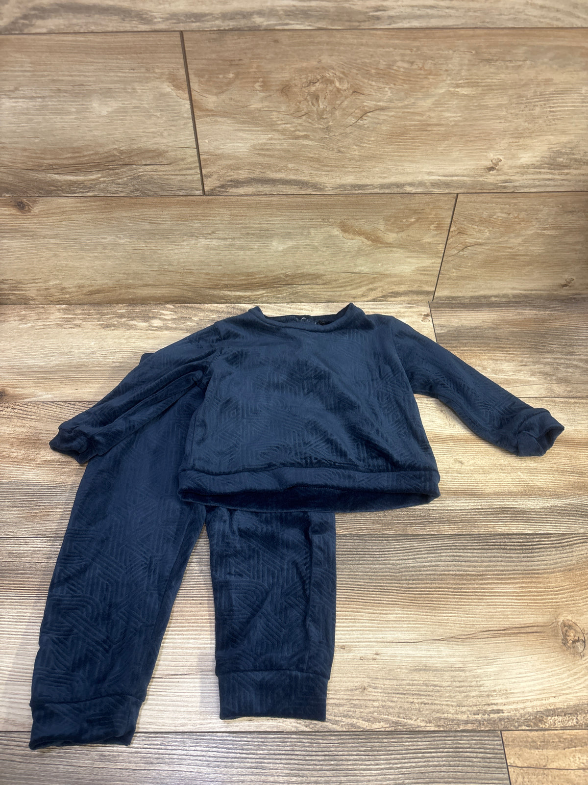 DKNY 2pc Velvet Long Sleeve Top & Pants Set Navy sz 18-24m