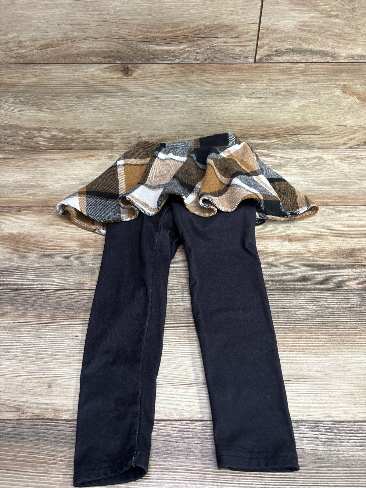 Shein Plaid Skirted Leggings Black sz 3/4T