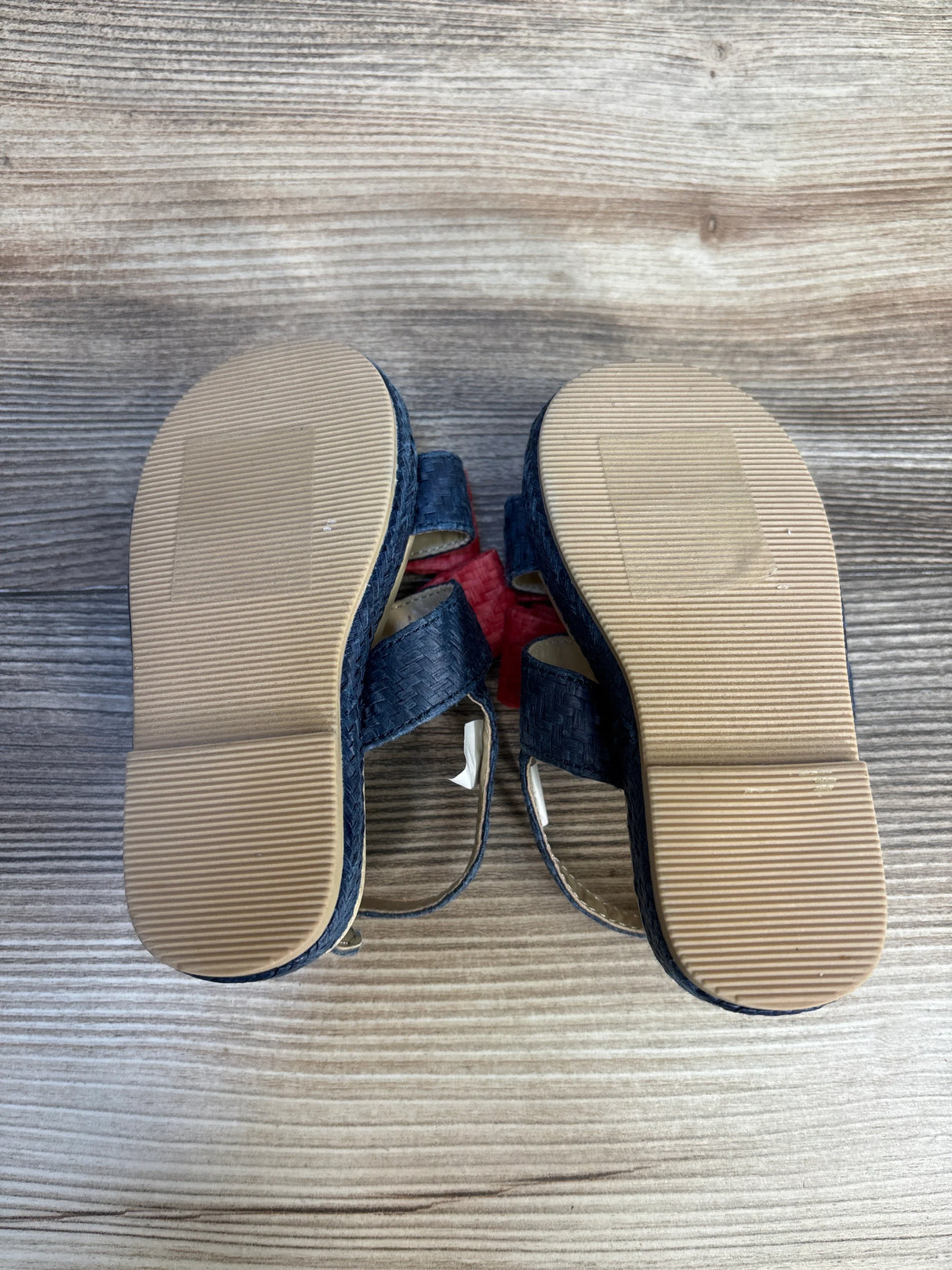 Janie & Jack Double Bow Straw Sandals in Merchant Marine sz 6c