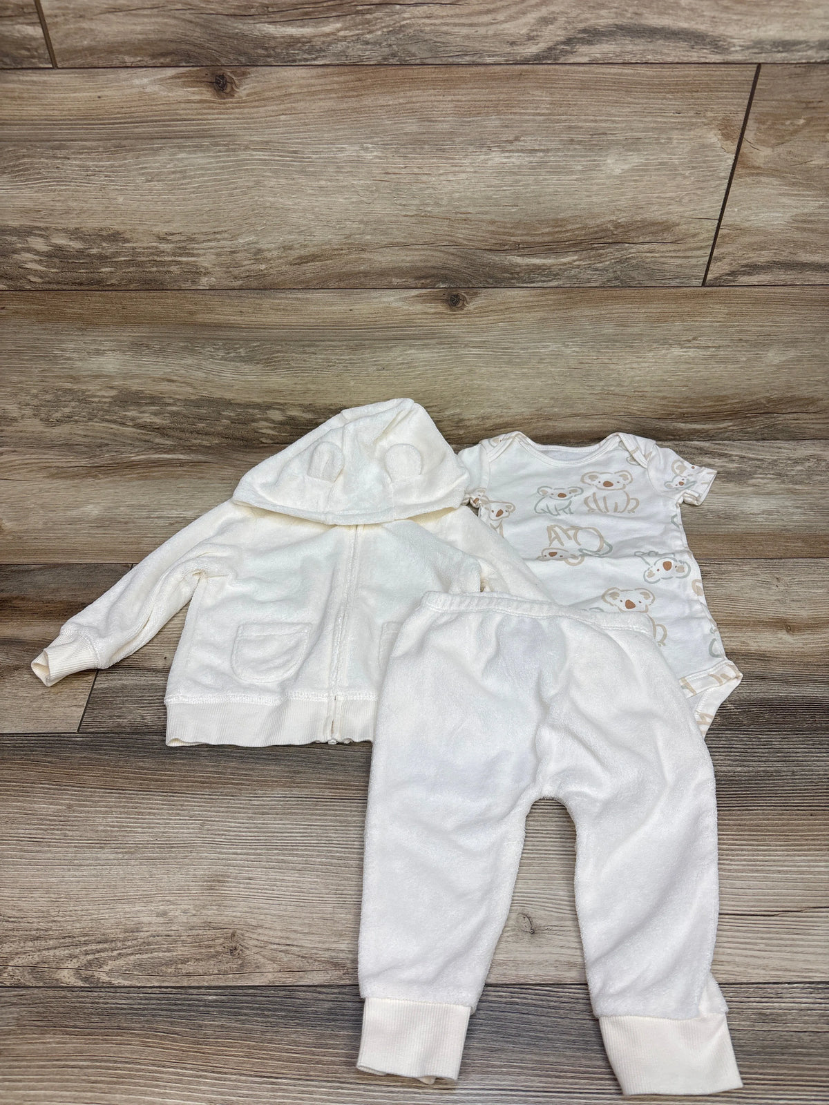 Carter's 3pc Zip-Up Terry Cloth Jacket, Bodysuit, & Pants Set White sz 9m