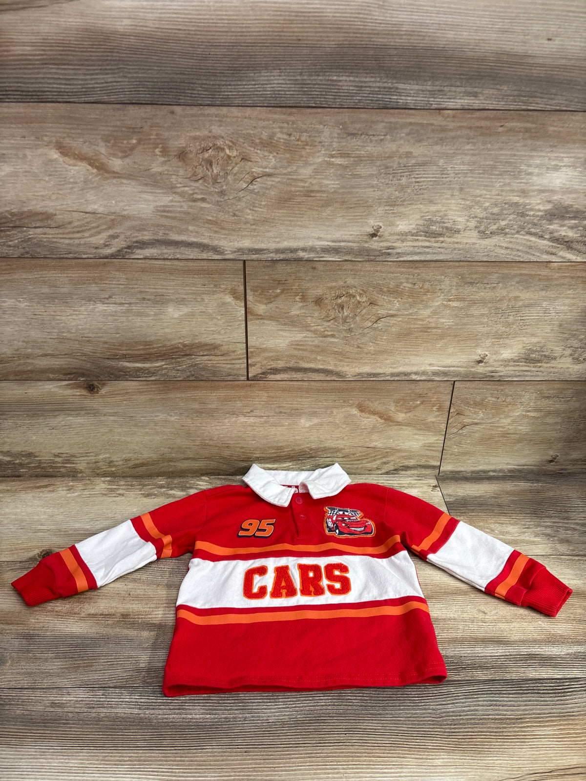 Disney Pixar Cars Long Sleeve Polo Shirt Red sz 2T