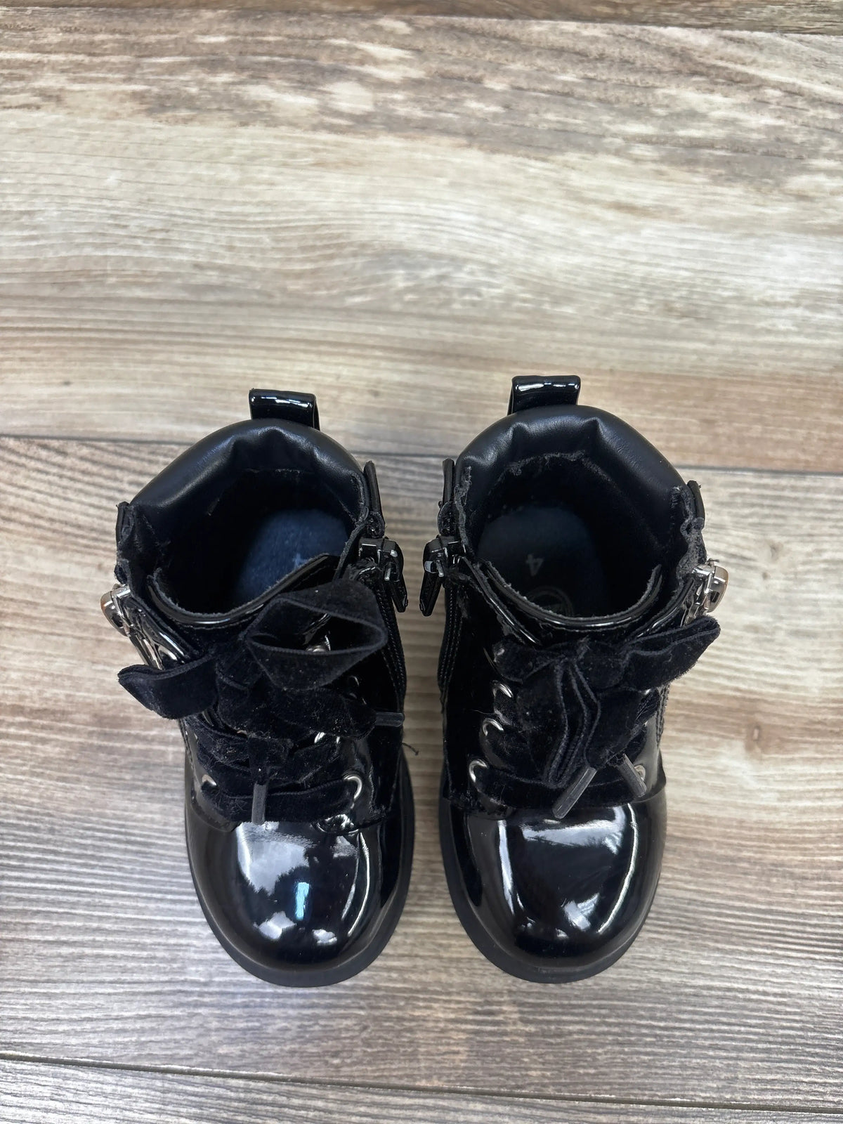 Wonder Nation Leather Combat Boots Black sz 4c