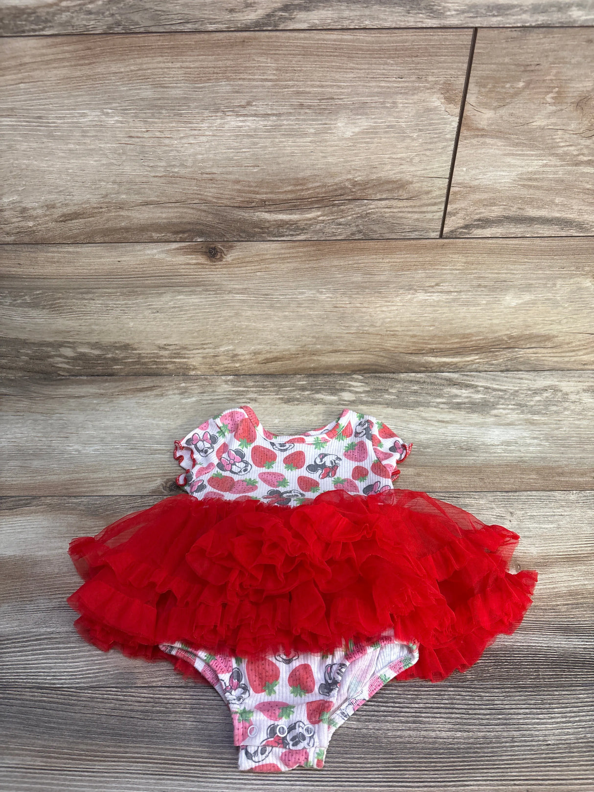Disney Baby Minnie Mouse Ribbed Tulle Bodysuit Dress White sz 6-9m