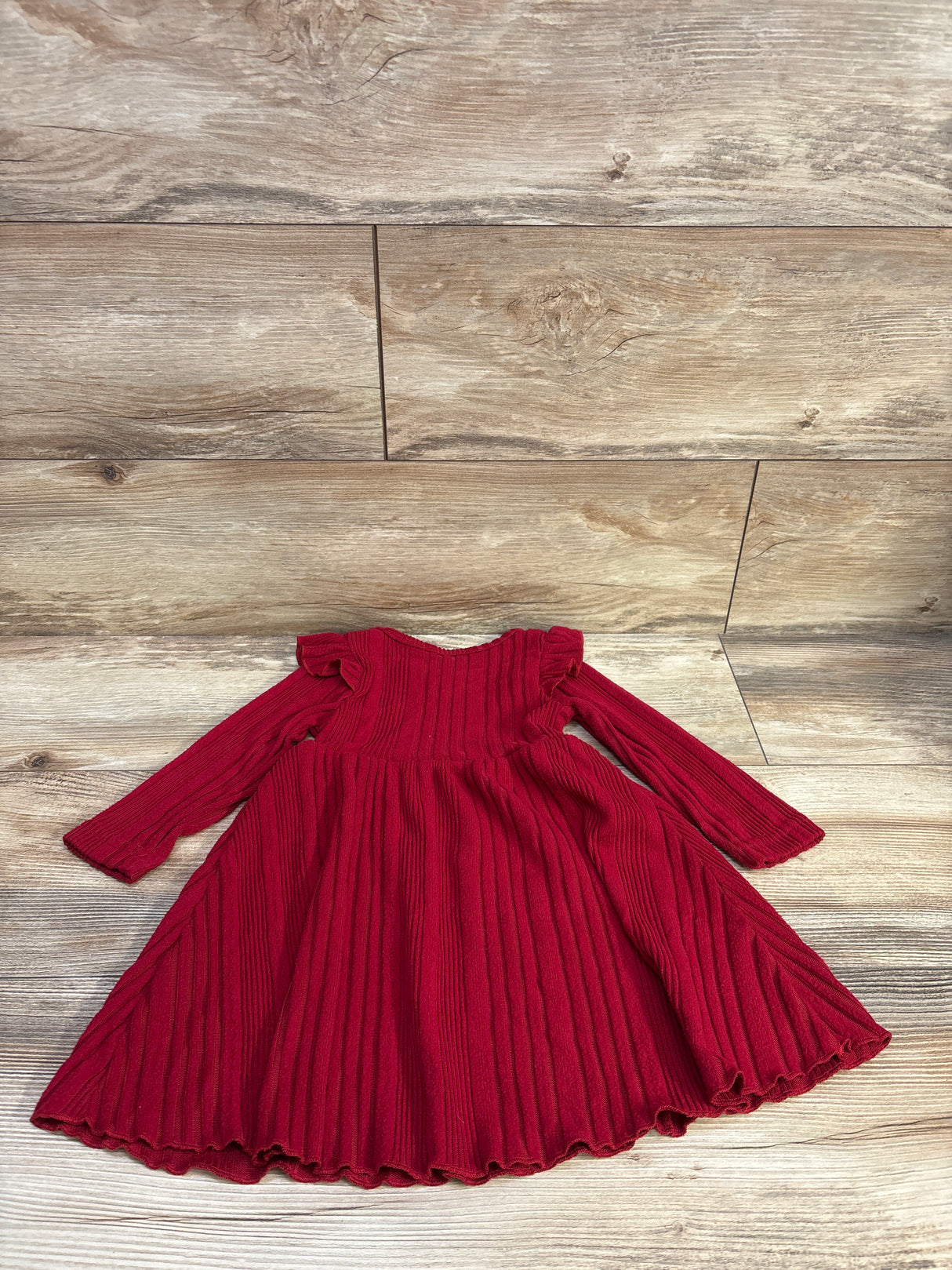 Trolimons Ribbed Long Sleeve Dress Red sz 3T