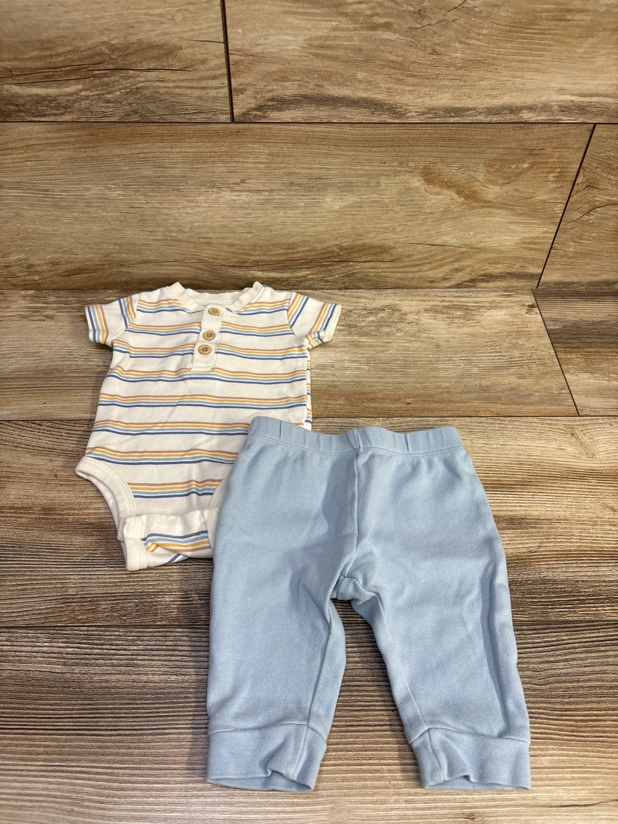 Pekkle 2pc Henley Bodysuit & Bottoms Set White sz 3m