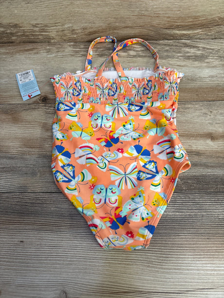 NEW Cat & Jack Butterfly Print Smocked Swimsuit Orange sz 5T - Me n Mommy To Be
