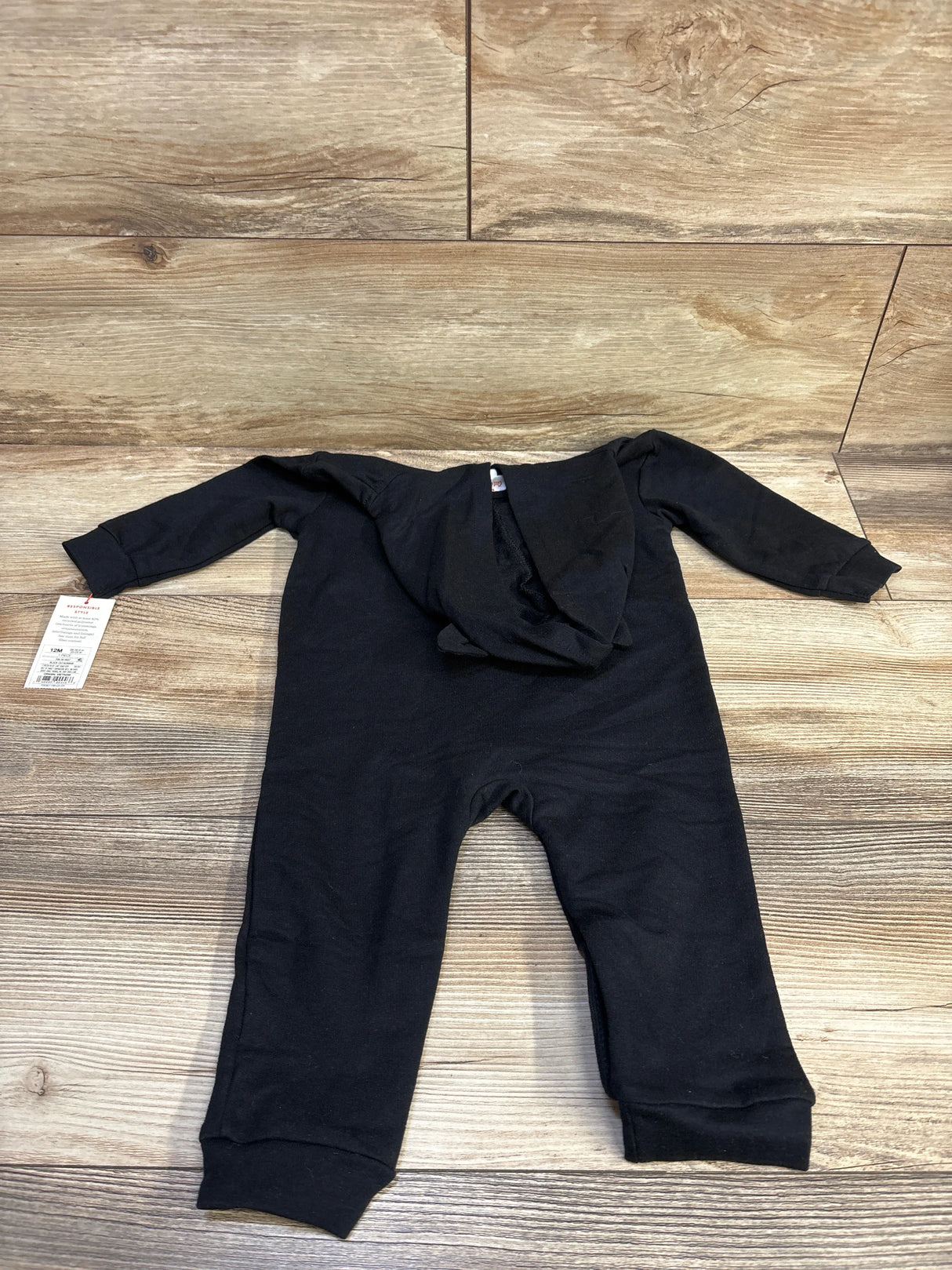 NEW Cat & Jack Halloween Cat Hooded Romper Black sz 12m