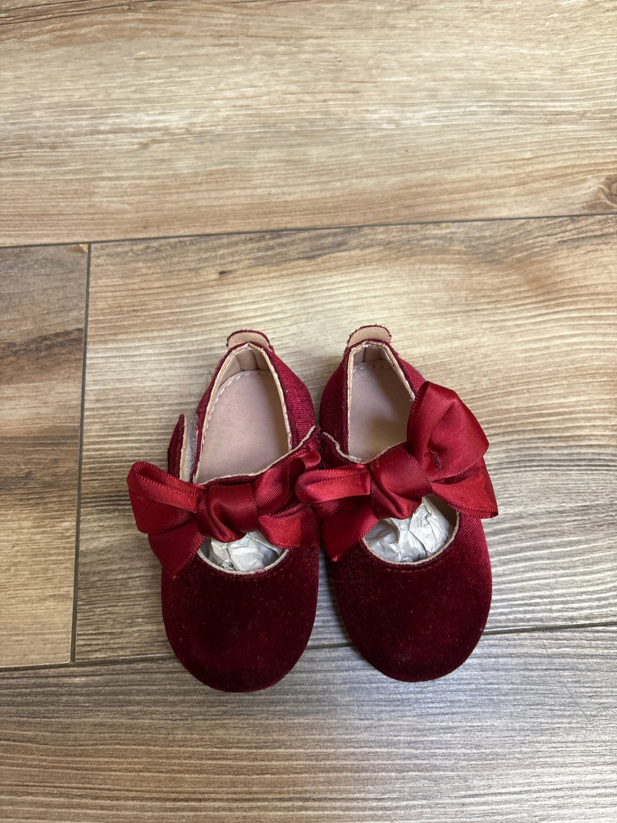 NEW Velvet Mary Jane Bow Flats Red sz 3.5c