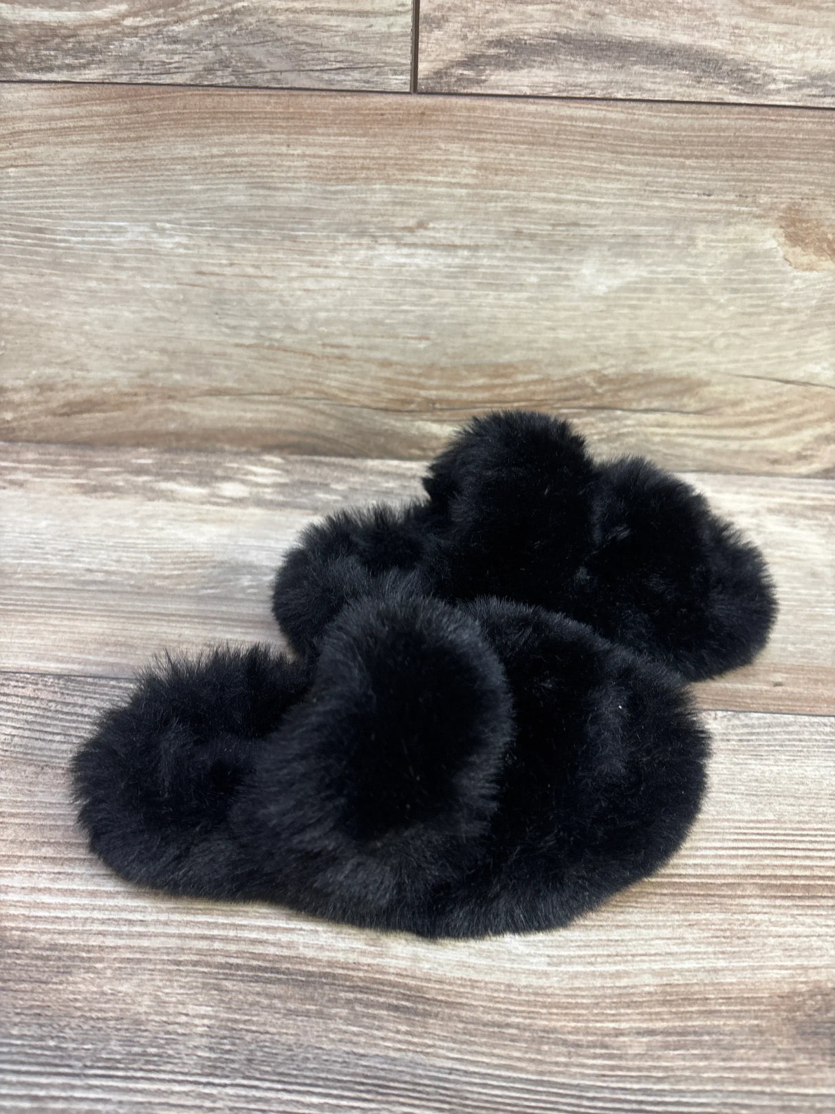 Plush Slide Slippers Black sz 9c