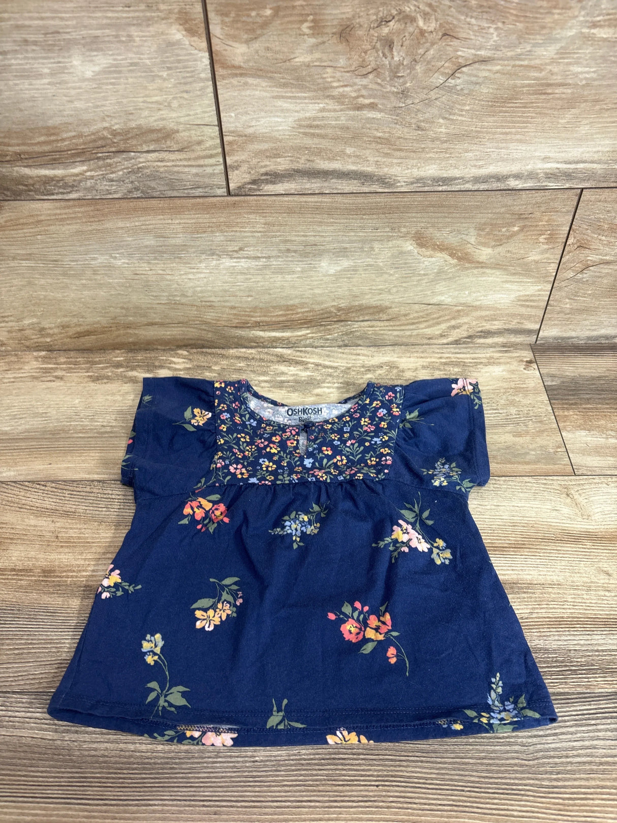 Oshkosh Floral Short Sleeve Blouse Blue sz 4T