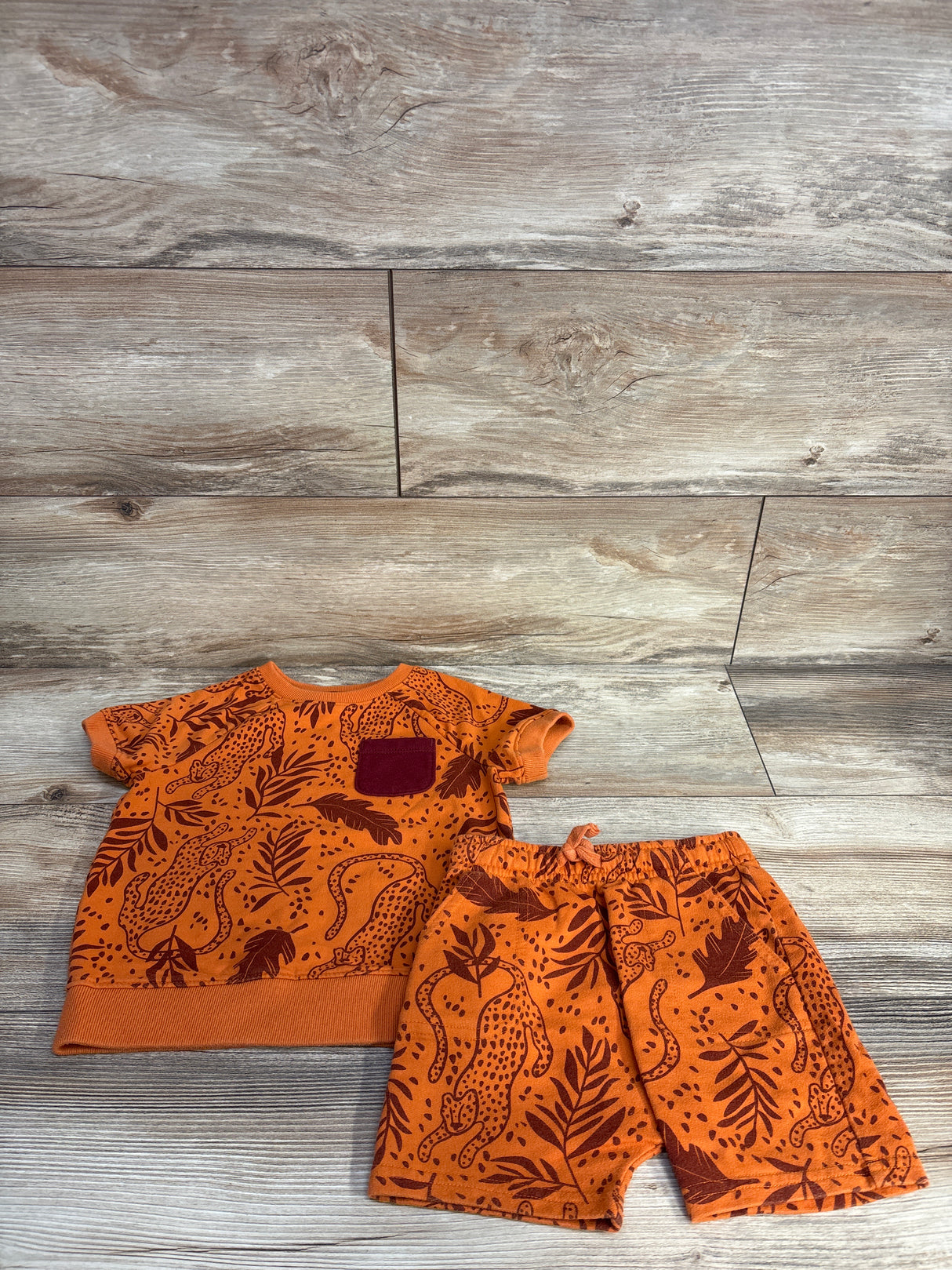 Cat & Jack 2pc Cheetah Print Sweatshirt Set Rust sz 3T