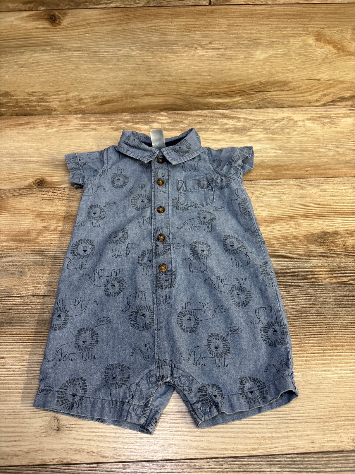 Carter's Chambray Polo Shortie Romper Blue sz 9m