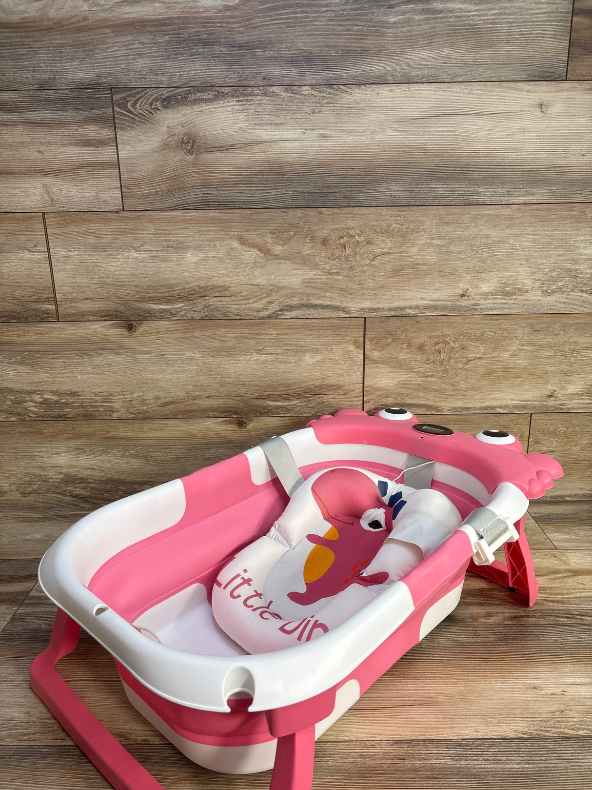 TPN Collapsible Baby Bathtub with Cushion & Thermometer, Pink