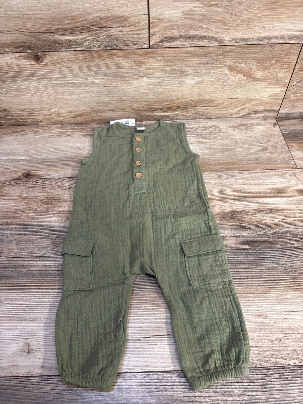 NEW Old Navy Sleeveless Henley Pocket Jumpsuit Green sz 6-12m