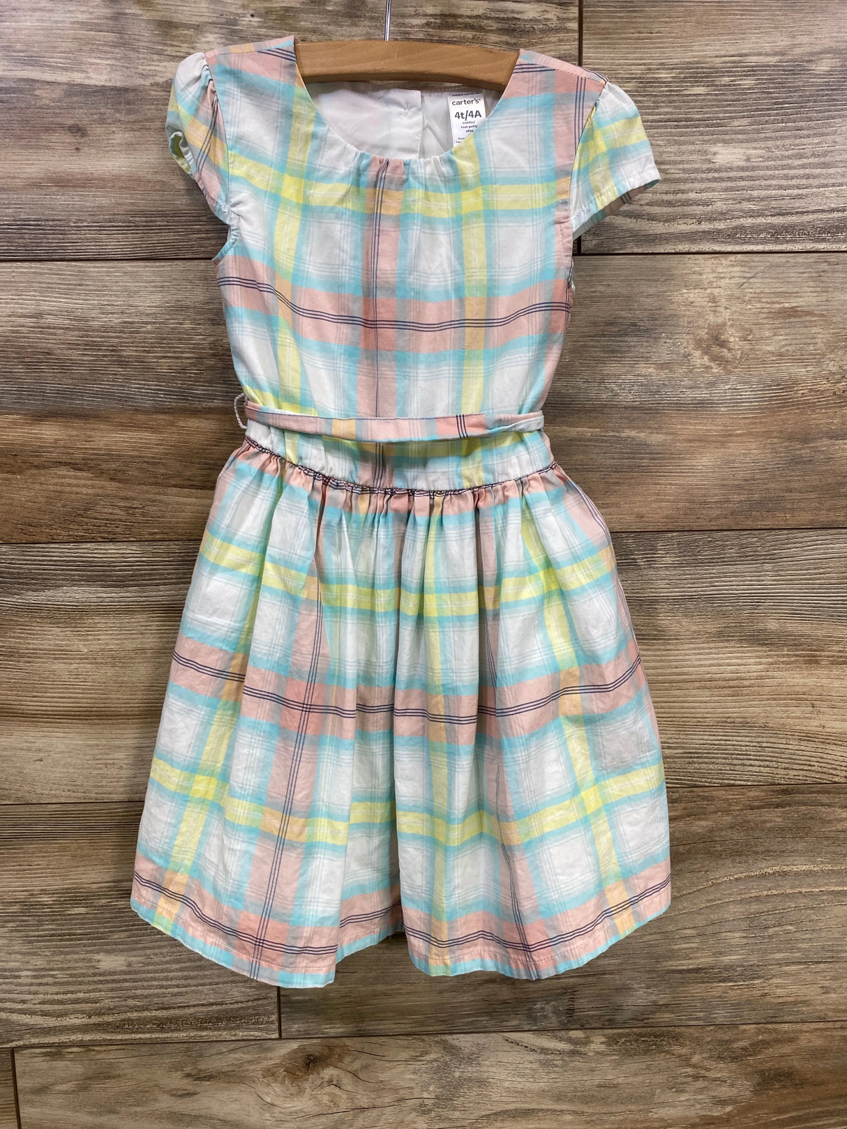 Carter's Cap Sleeve Plaid Dress White sz 4T - Me n Mommy To Be