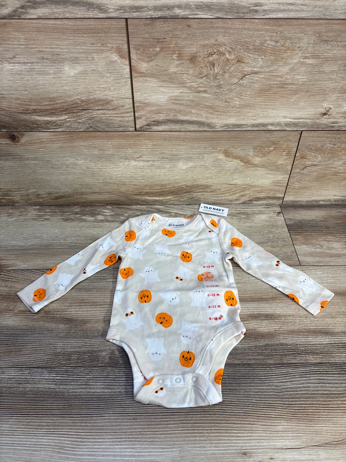 NEW Old Navy Ghost Pumpkin Bodysuit Cream sz 6-12m