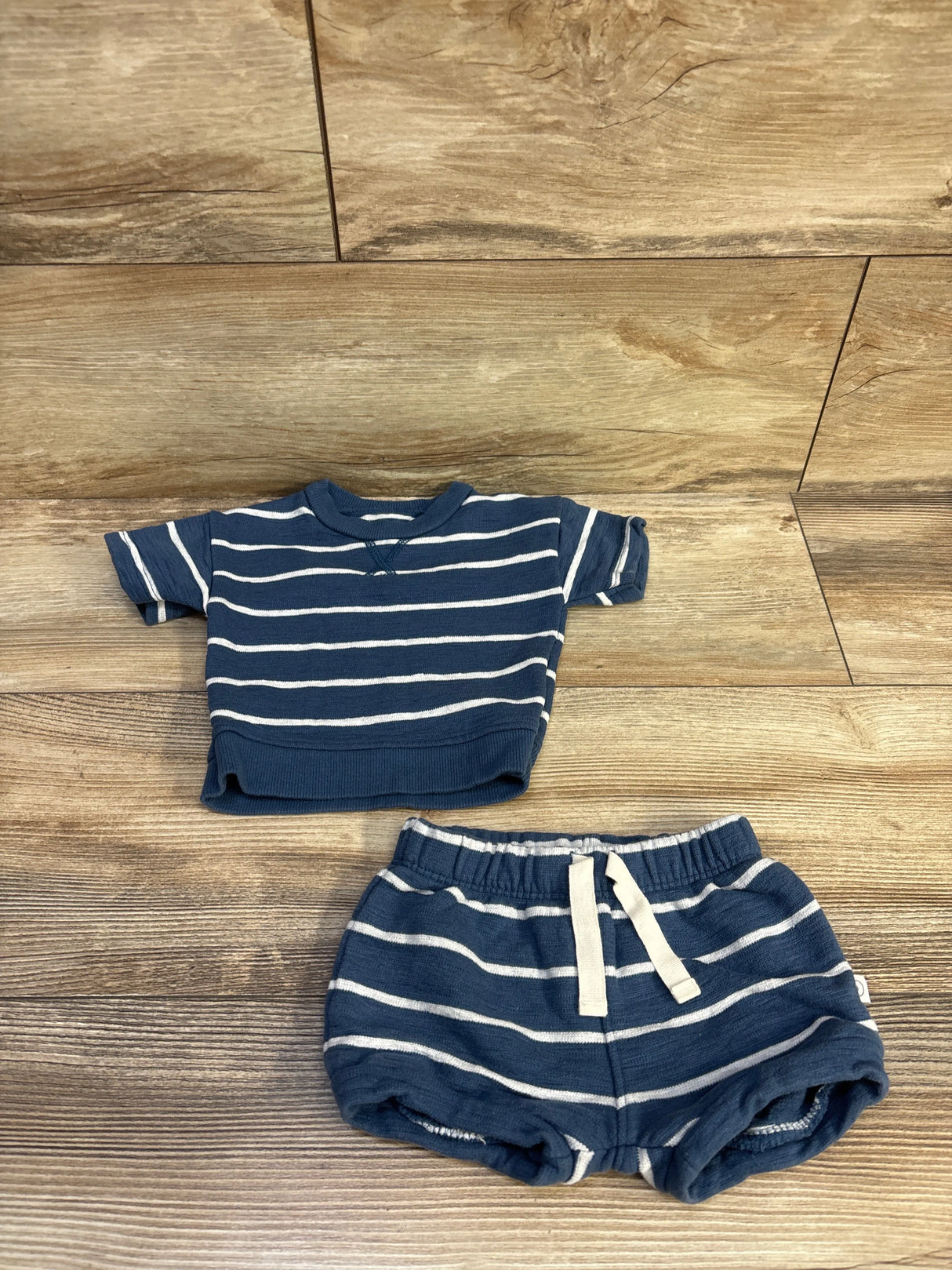 Little Planet Organic 2pc Striped Shirt & Short Set Blue sz 3m