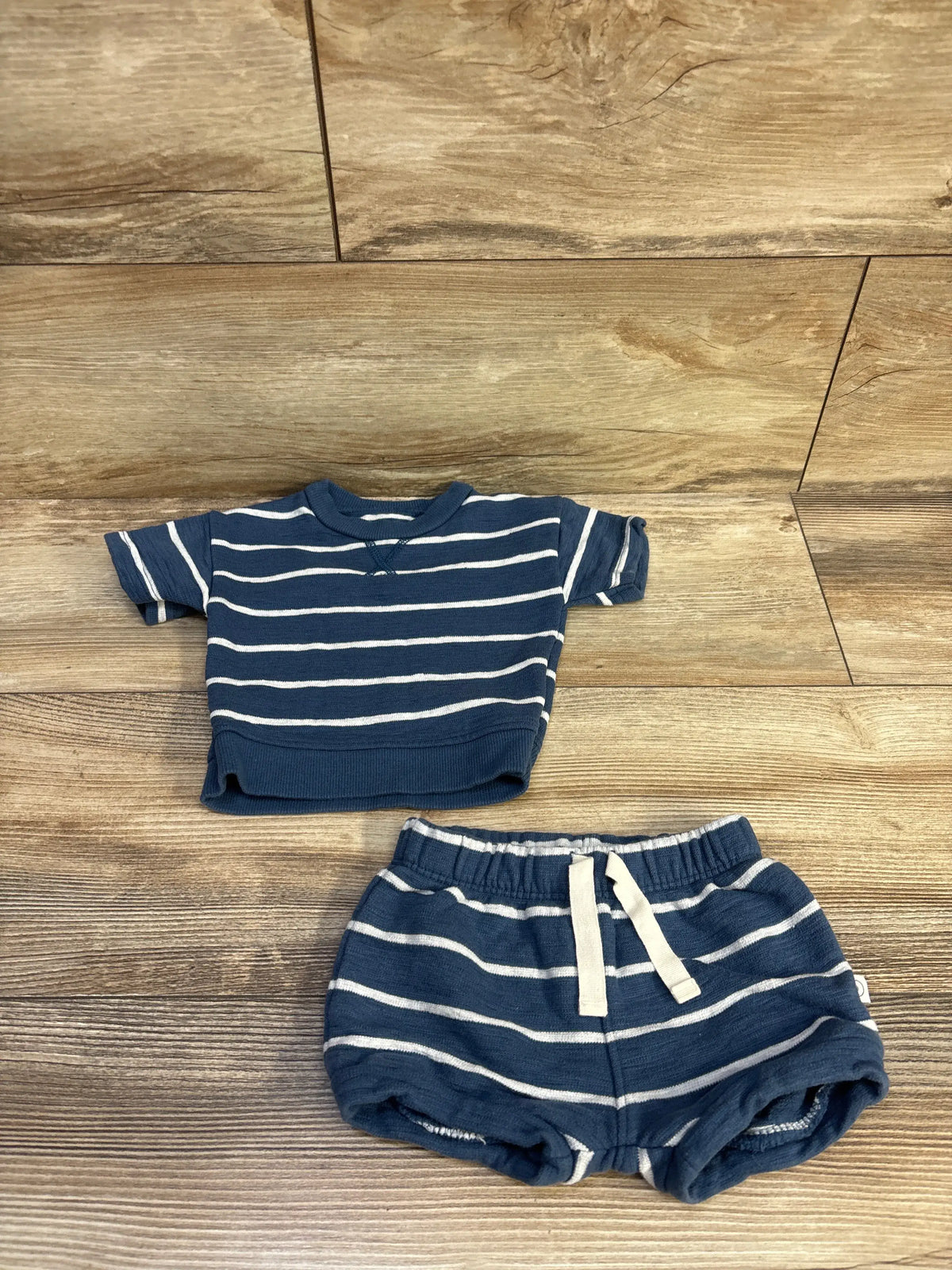 Little Planet Organic 2pc Striped Shirt & Short Set Blue sz 3m