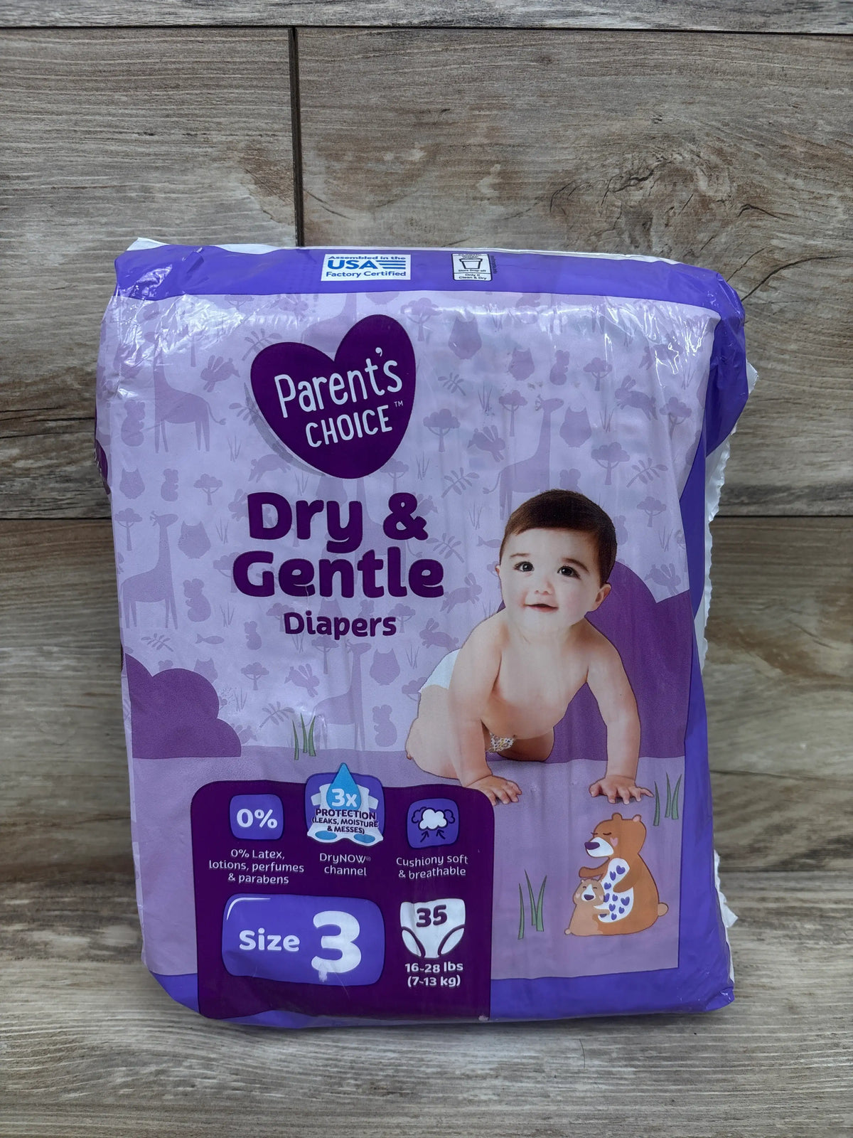 NEW Parent's Choice Dry & Gentle Diapers 35ct Size 3