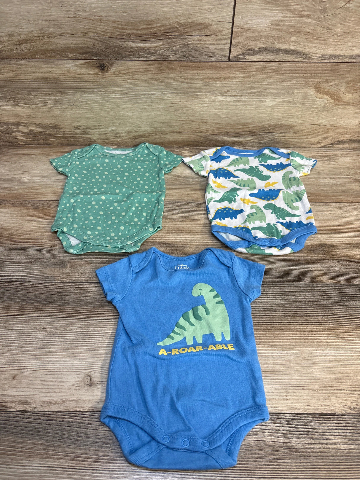 Laughing Llama 3pk Dinosaur Bodysuit Set Blue sz 3m