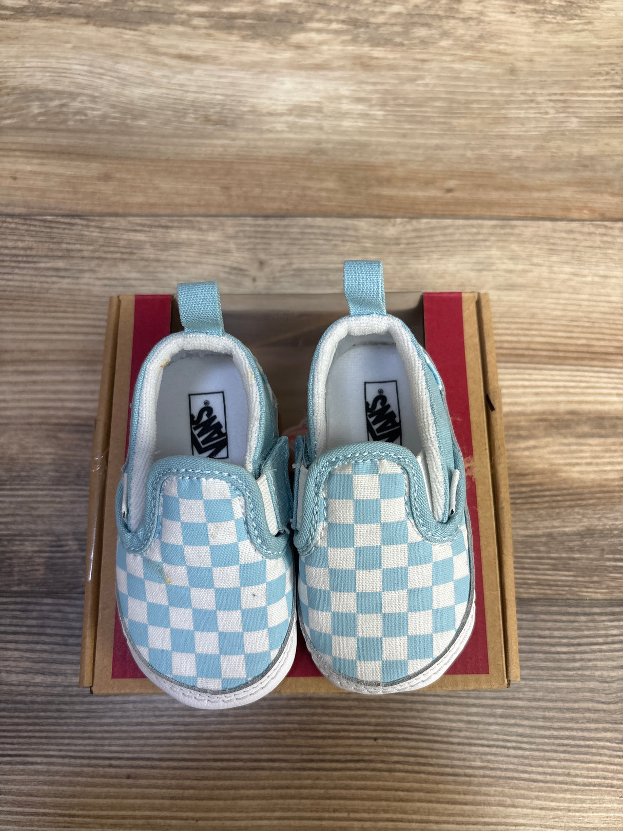 Vans Slip On V Crib Shoes Aquatic Checkerboard sz 3c
