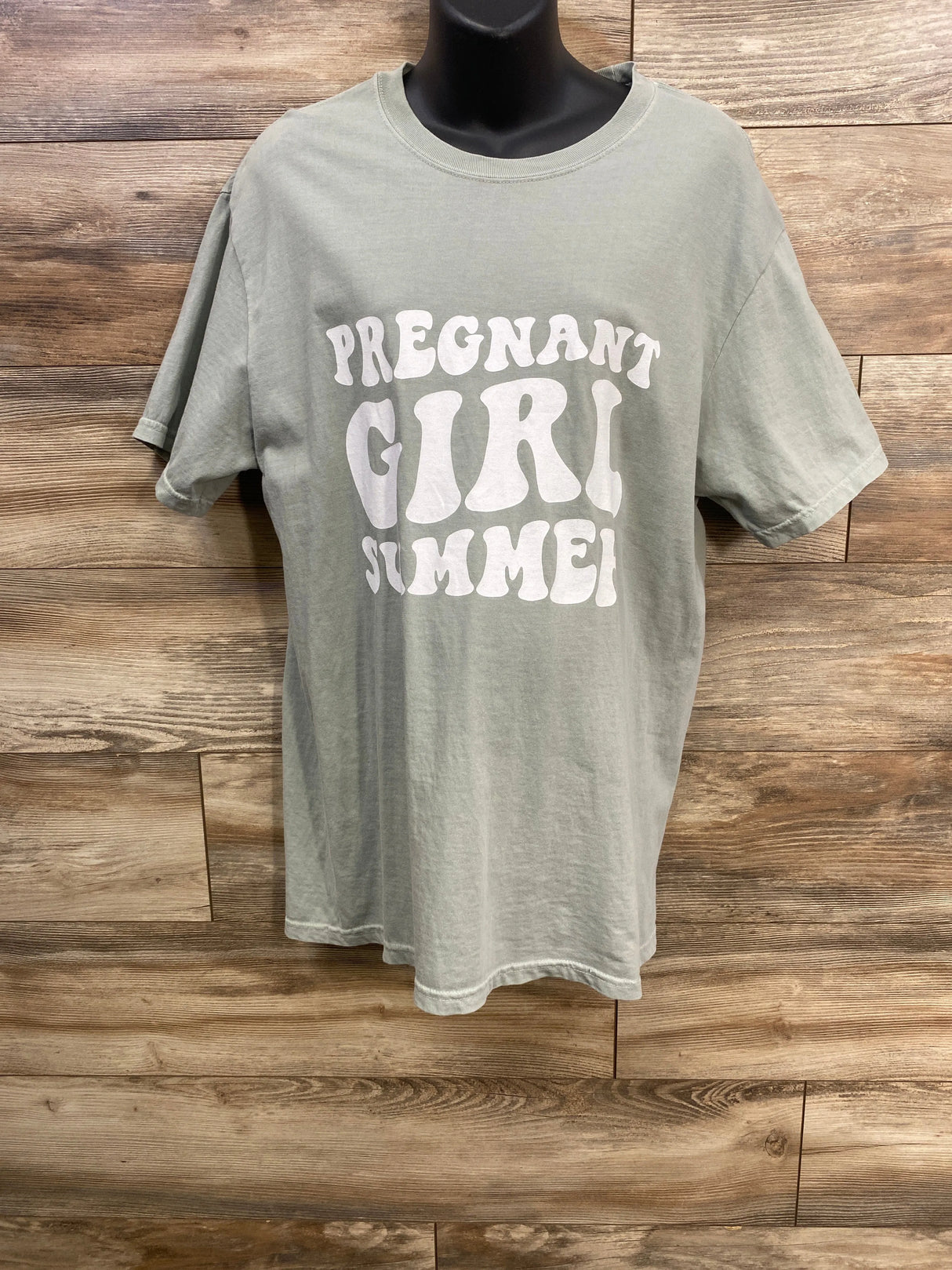 Comfort Colors Pregnant Girl Summer Shirt in Sage sz Large